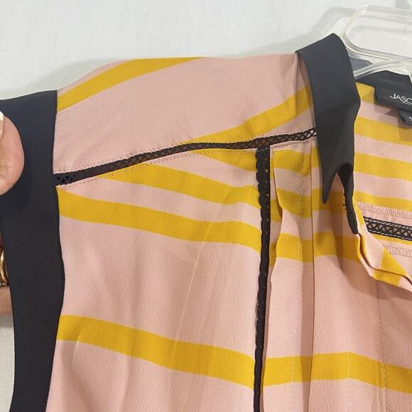 Jason Wu for Target Striped Sleeveless Pleated Shift Mini Dress Medium Pink Blac - Picture 2 of 10